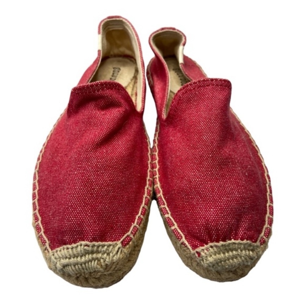 Soludos Women’s Red Canvas Platform Smoking Espadrilles Slippers Size 6